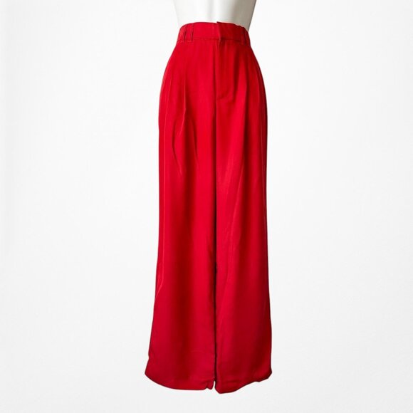 Zara Red High Waisted Straight Wide Leg Dress Pants Trousers Size XS - Picture 3 of 7